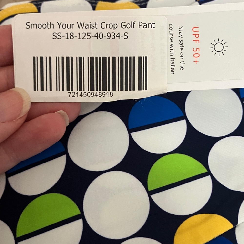 Kinona Mod Dot Crop Golf Pants with Navy Stripe Small - Picture 9 of 10